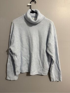 HM Sweater Womens Small Turtleneck Baby Blue Soft Ribbed Modest Comfort